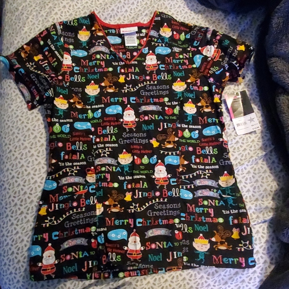 Scrub star christmas top